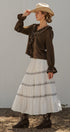 Embroidered Tiered Cotton Maxi Skirt in Ivory - Women's Skirts | Urban Daizy