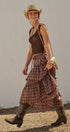 Plaid Tiered Ruffle Cotton Maxi Skirt in Brown - Women's Skirts | Urban Daizy