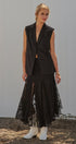 Lace Insert Godet Maxi Skirt with Trumpet Hem in Black - Women's Skirts | Urban Daizy