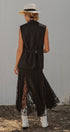 Lace Insert Godet Maxi Skirt with Trumpet Hem in Black - Women's Skirts | Urban Daizy