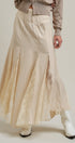 Lace Insert Godet Maxi Skirt with Trumpet Hem in Champagne - Women's Skirts | Urban Daizy
