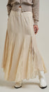 Lace Insert Godet Maxi Skirt with Trumpet Hem in Champagne - Women's Skirts | Urban Daizy