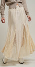 Lace Insert Godet Maxi Skirt with Trumpet Hem in Champagne - Women's Skirts | Urban Daizy