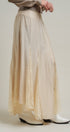 Lace Insert Godet Maxi Skirt with Trumpet Hem in Champagne - Women's Skirts | Urban Daizy