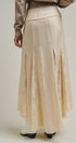 Lace Insert Godet Maxi Skirt with Trumpet Hem in Champagne - Women's Skirts | Urban Daizy
