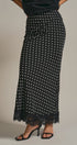 Polka Dot Satin Maxi Skirt With Lace Trim in Black - Women's Skirts | Urban Daizy