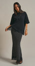 Polka Dot Satin Maxi Skirt With Lace Trim in Black - Women's Skirts | Urban Daizy