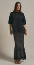 Polka Dot Satin Maxi Skirt With Lace Trim in Black - Women's Skirts | Urban Daizy
