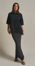 Polka Dot Satin Maxi Skirt With Lace Trim in Black - Women's Skirts | Urban Daizy