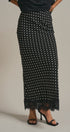 Polka Dot Satin Maxi Skirt With Lace Trim in Black - Women's Skirts | Urban Daizy
