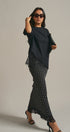 Polka Dot Satin Maxi Skirt With Lace Trim in Black - Women's Skirts | Urban Daizy