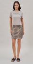Leopard Print Denim Mini Skirt with Pockets in Leopard - Women's Skirts | Urban Daizy