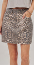 Leopard Print Denim Mini Skirt with Pockets in Leopard - Women's Skirts | Urban Daizy