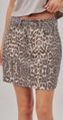 Leopard Print Denim Mini Skirt with Pockets in Leopard - Women's Skirts | Urban Daizy