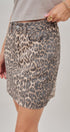 Leopard Print Denim Mini Skirt with Pockets in Leopard - Women's Skirts | Urban Daizy