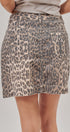 Leopard Print Denim Mini Skirt with Pockets in Leopard - Women's Skirts | Urban Daizy