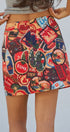Travel Patch Print A-Line Mini Skirt in Multi - Women's Skirts | Urban Daizy