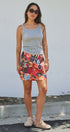 Travel Patch Print A-Line Mini Skirt in Multi - Women's Skirts | Urban Daizy