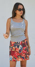 Travel Patch Print A-Line Mini Skirt in Multi - Women's Skirts | Urban Daizy