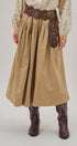 Gathered Cotton Twill Drawstring Midi Skirt in Taupe	 - Women's Skirts | Urban Daizy