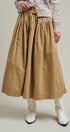 Gathered Cotton Twill Drawstring Midi Skirt in Taupe	 - Women's Skirts | Urban Daizy