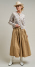 Gathered Cotton Twill Drawstring Midi Skirt in Taupe	 - Women's Skirts | Urban Daizy