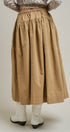 Gathered Cotton Twill Drawstring Midi Skirt in Taupe	 - Women's Skirts | Urban Daizy