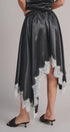 Lace Trim Satin Asymmetric Midi Skirt in Black - Women's Midi Skirts | Urban Daizy