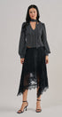 Burnout Floral Lace Hem Midi Skirt in Black - Women's Midi Skirts | Urban Daizy