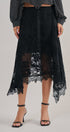 Burnout Floral Lace Hem Midi Skirt in Black - Women's Midi Skirts | Urban Daizy