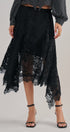 Burnout Floral Lace Hem Midi Skirt in Black - Women's Midi Skirts | Urban Daizy