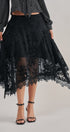 Burnout Floral Lace Hem Midi Skirt in Black - Women's Midi Skirts | Urban Daizy