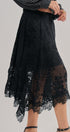 Burnout Floral Lace Hem Midi Skirt in Black - Women's Midi Skirts | Urban Daizy