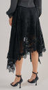 Burnout Floral Lace Hem Midi Skirt in Black - Women's Midi Skirts | Urban Daizy