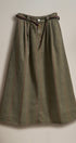 Floral Embroidered Cotton Twill Midi Skirt with Belt in Olive - Women's Skirts | Urban Daizy
