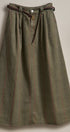 Floral Embroidered Cotton Twill Midi Skirt with Belt in Olive - Women's Skirts | Urban Daizy