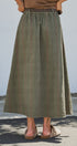 Floral Embroidered Cotton Twill Midi Skirt with Belt in Olive - Women's Skirts | Urban Daizy