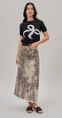 Leopard Denim Maxi Skirt with Frayed Hem in Leopard - Women's Skirts | Urban Daizy