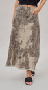 Leopard Denim Maxi Skirt with Frayed Hem in Leopard - Women's Skirts | Urban Daizy