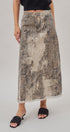 Leopard Denim Maxi Skirt with Frayed Hem in Leopard - Women's Skirts | Urban Daizy