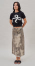 Leopard Denim Maxi Skirt with Frayed Hem in Leopard - Women's Skirts | Urban Daizy