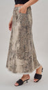 Leopard Denim Maxi Skirt with Frayed Hem in Leopard - Women's Skirts | Urban Daizy