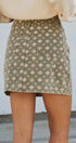Folk Heart Print Vintage Denim Mini Skirt in Olive Green - Women's Skirts | Urban Daizy