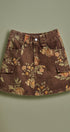Vintage Floral Cotton Denim Cargo Mini Skirt in Brown - Women's Skirts | Urban Daizy