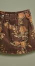 Vintage Floral Cotton Denim Cargo Mini Skirt in Brown - Women's Skirts | Urban Daizy