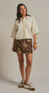 Vintage Floral Cotton Denim Cargo Mini Skirt in Brown - Women's Skirts | Urban Daizy