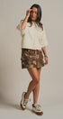 Vintage Floral Cotton Denim Cargo Mini Skirt in Brown - Women's Skirts | Urban Daizy