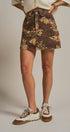 Vintage Floral Cotton Denim Cargo Mini Skirt in Brown - Women's Skirts | Urban Daizy
