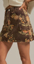Vintage Floral Cotton Denim Cargo Mini Skirt in Brown - Women's Skirts | Urban Daizy