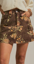 Vintage Floral Cotton Denim Cargo Mini Skirt in Brown - Women's Skirts | Urban Daizy